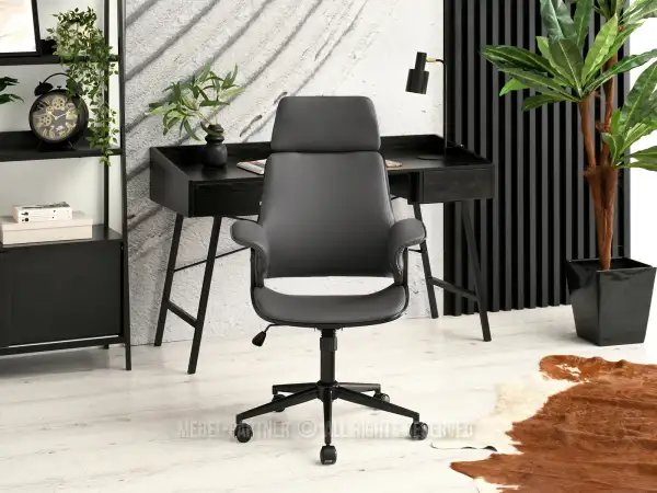 Fotel biurowy z czarnego drewna i ekoskóry